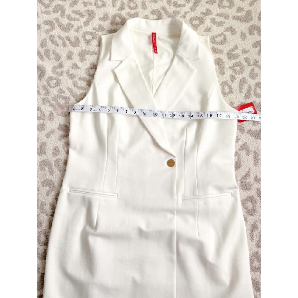 SPANX The Pointe Vest Dress Powder Ivory Sleeveless Blazer Sheath Dress Sz L NWT - Picture 4 of 10